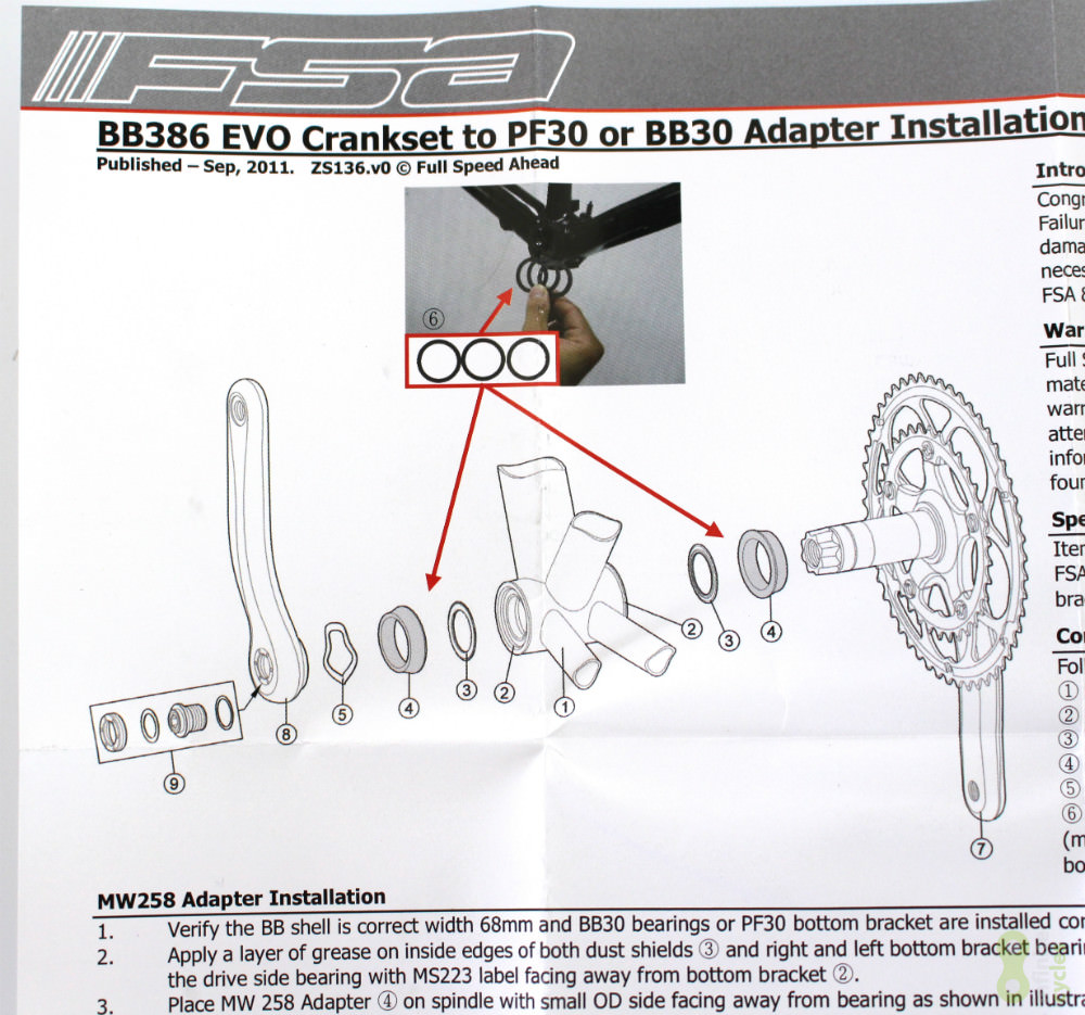 FSA BB30A Bottom Bracket Adapter For BB386 Crankset 400310028204 | EBay